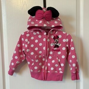 2T Pink Polkadot Minnie Mouse Full Zip Sweatshirt - Disney Parks
